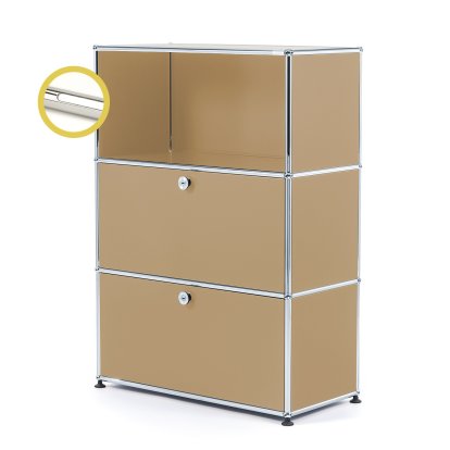 USM Haller E Highboard M mit 2 Klappen und Fachbeleuchtung, USM beige, Kaltweiß