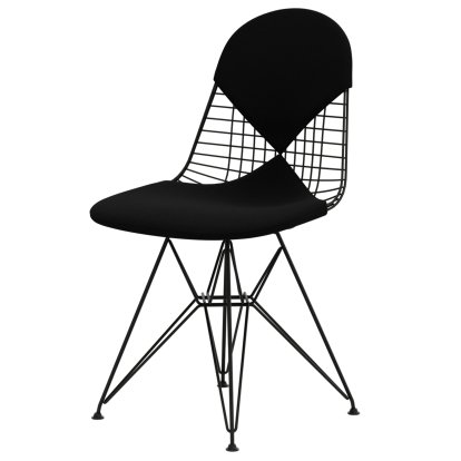 Wire Chair DKR , Pulverbeschichtet basic dark, Sitz- und Rückenkissen (Bikini), Hopsak nero