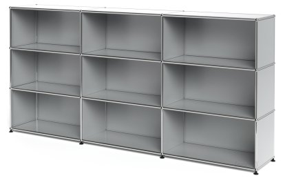 USM Haller Highboard XL, individualisierbar, Lichtgrau RAL 7035, Offen, Offen, Offen