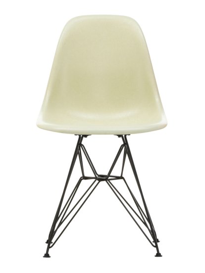 Eames Fiberglass Chair DSR, Eames parchment, Pulverbeschichtet basic dark glatt