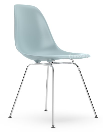Eames Plastic Side Chair RE DSX, Eisgrau, Ohne Polsterung, Ohne Polsterung, Standardhöhe - 43 cm, Verchromt