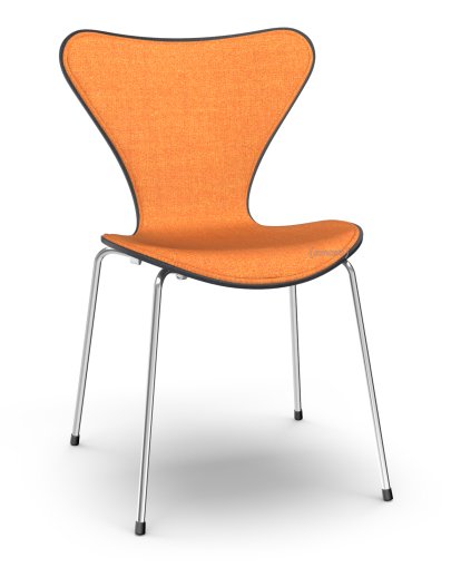 Serie 7 Stuhl 3107 mit Frontpolster, Gefärbte Esche, Black, Remix 543 - Orange, Chrome