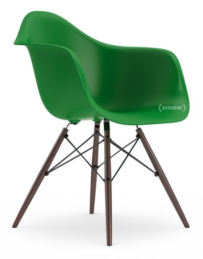 Eames Plastic Armchair RE DAW, Grün non-RE, Ohne Polsterung, Ohne Polsterung, Standardhöhe - 43 cm, Ahorn dunkel