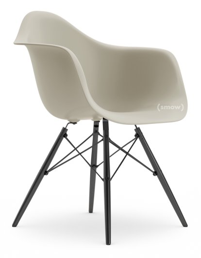 Eames Plastic Armchair RE DAW, Kieselstein, Ohne Polsterung, Ohne Polsterung, Standardhöhe - 43 cm, Ahorn schwarz
