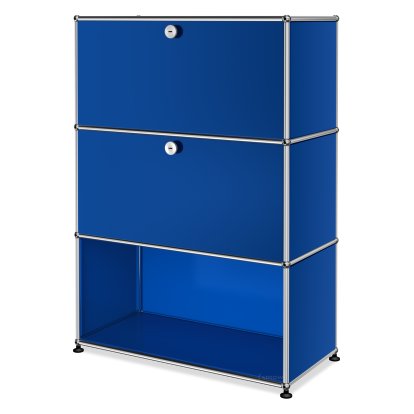 USM Haller Highboard M, individualisierbar, Enzianblau RAL 5010, Mit Klappe, Mit Klappe, Offen