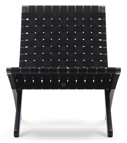 MG501 Cuba Chair, Eiche schwarz lackiert, Baumwollgurte schwarz