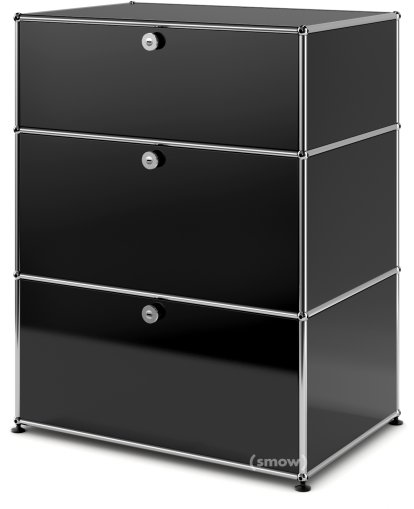 USM Haller Kommode mit 3 Schubladen, H 95 + 4 x B 75 x T 50 cm, Graphitschwarz RAL 9011