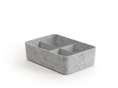USM Inos Box, B 22,3 x H 9,5 cm, Hellgrau, Unterteilung 3