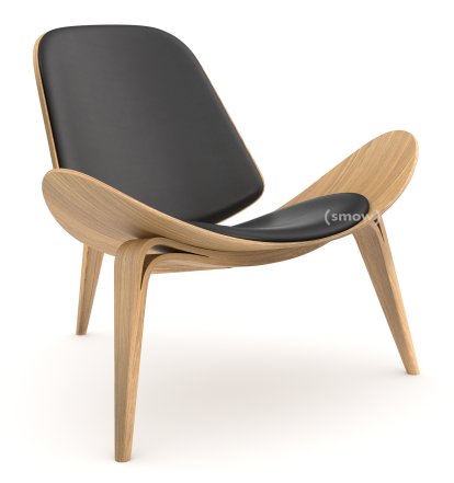 CH07 Shell Chair, Eiche geölt, Leder anthrazit