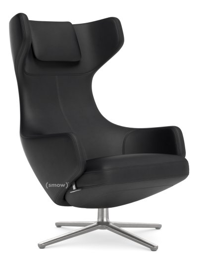 Grand Repos, Sessel Grand Repos, Leder Premium F nero, 46 cm, Poliert