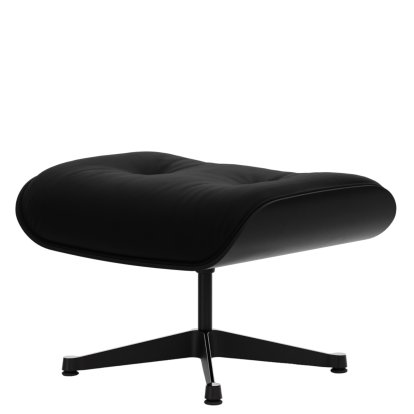 Lounge Chair Ottoman, Kastanie schwarz, Leder Premium F nero, Aluminium poliert, Seiten schwarz
