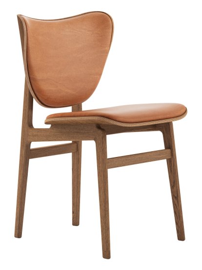 Elephant Dining Chair, Eiche hell geräuchert, Leder Dunes cognac