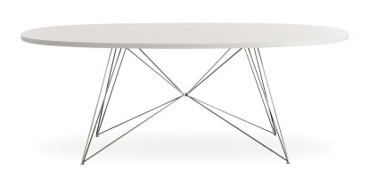 Tavolo XZ3 Oval, MDF weiß, Verchromt