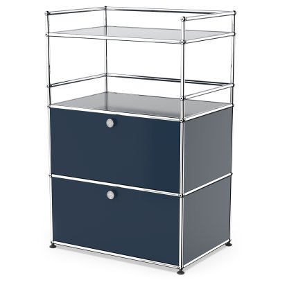 Details USM Haller USM Haller Bar Highboard USM Haller Bar Highboard, Stahlblau RAL 5011, Mit 2 Klappen