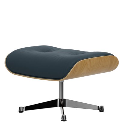 Lounge Chair Ottoman, Kastanie natur, Leder Premium F rauchblau, Aluminium poliert