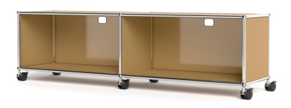 USM Haller TV-/HiFi-Lowboard, individualisierbar, USM beige, Offen, Mit Kabeldurchlass oben mittig