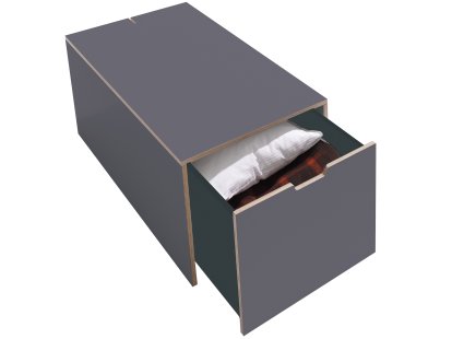 Bettkasten 16, L 103,1 x B 46,8, Melamin anthrazit mit Birkenkante, Klassik (ohne Rollen)
