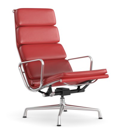Soft Pad Chair EA 222, Untergestell poliert, Leder Premium F rot, Plano poppy red