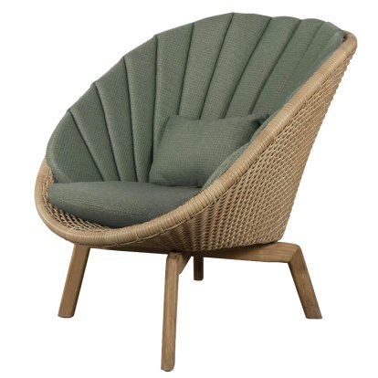 Peacock Loungesessel, Large flat Weave - Natural, Link - Dark green