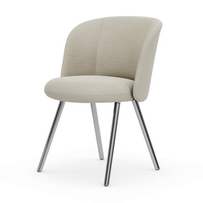 Mikado Side Chair, Aluminium poliert, Dumet, Stoff Dumet elfenbein melange, Filzgleiter für harte Böden