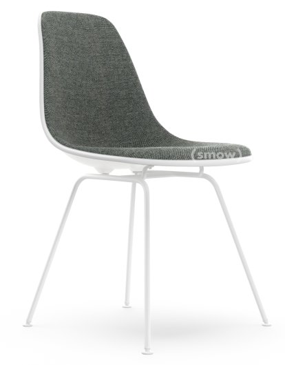 Eames Plastic Side Chair DSX, Weiß RE, Mit Vollpolsterung, Nero / elfenbein, Standardhöhe - 43 cm, Beschichtet weiß