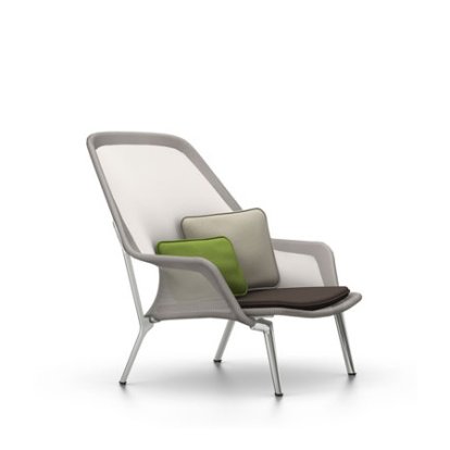 Slow Chair, Untergestell poliert, Braun/crème