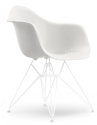 Eames Plastic Armchair RE DAR, Weiß non-RE, Ohne Polsterung, Ohne Polsterung, Standardhöhe - 43 cm, Beschichtet weiß