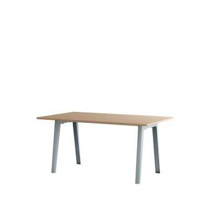 New Modern Esstisch rechteckig, Metall/Holz, 160 x 95 cm, Eichenfurnier, Blassblau