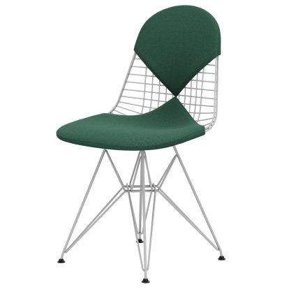 Wire Chair DKR , Pulverbeschichtet weiß, Sitz- und Rückenkissen (Bikini), Mint / elfenbein