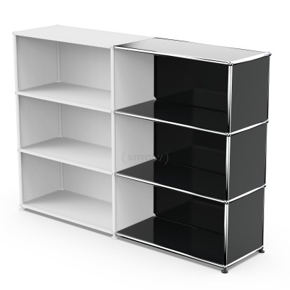 USM Haller Anbaupaket Horizontal 3, Graphitschwarz RAL 9011, 35 cm