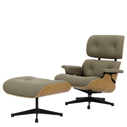 Lounge Chair & Ottoman, Kastanie natur, Leder Premium F sand, 89 cm, Aluminium poliert, Seiten schwarz
