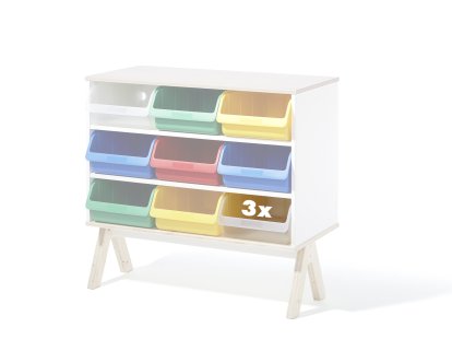 3er Set Kunststoffboxen für Famille Garage (groß), transparent