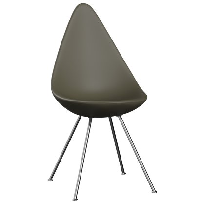 Details Fritz Hansen Drop Stuhl Drop Stuhl, Olivgrün, Chrome