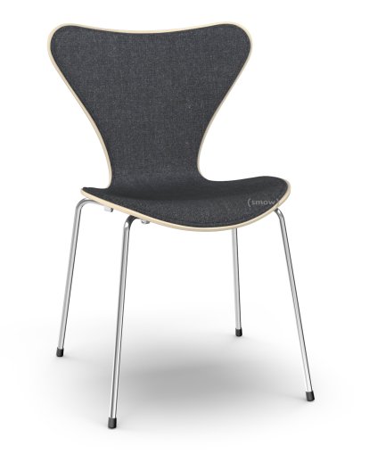 Serie 7 Stuhl 3107 mit Frontpolster, Holz klar lackiert, Buche natur, Remix 183 - Schwarz, Chrome
