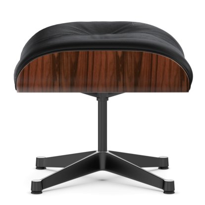 Lounge Chair Ottoman, Santos Palisander, Leder Premium F nero, Aluminium poliert, Seiten schwarz