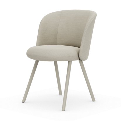 Mikado Side Chair, Aluminium pulverbeschichtet kreidefarben, Dumet, Stoff Dumet elfenbein melange, Filzgleiter für harte Böden