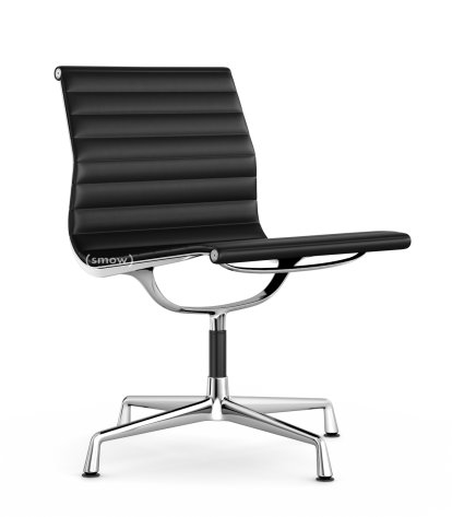 Aluminium Chair EA 105, Verchromt, Leder Premium F, Nero