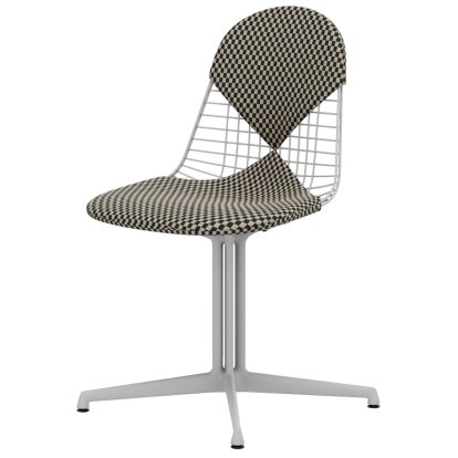 Wire Chair DKL, Beschichtet weiß, Sitz- und Rückenkissen (Bikini), Checker