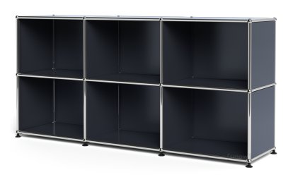 USM Haller Sideboard 50, individualisierbar, Anthrazitgrau RAL 7016, Offen, Offen