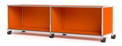 USM Haller TV-/HiFi-Lowboard, individualisierbar, Reinorange RAL 2004, Offen, Ohne Kabeldurchlass