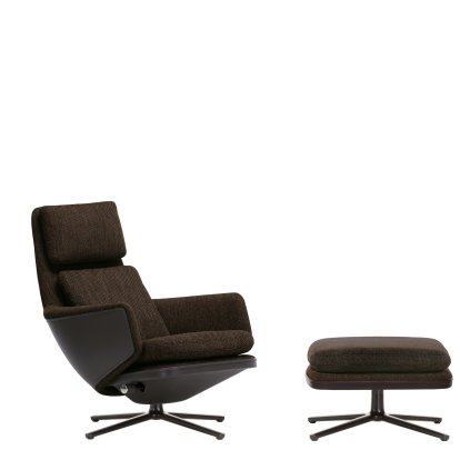 Grand Relax Loungesessel, Mit Ottoman, Stoff Corsaro, pfeffer melange / Leder Forte, umbra grau, Basic dark, 41,5 cm