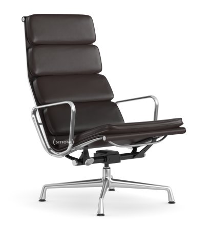 Soft Pad Chair EA 222, Untergestell poliert, Leder Standard chocolate, Plano braun
