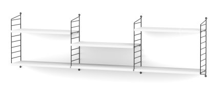 String System Wandregal L, 20 cm, Schwarz, Weiß lackiert
