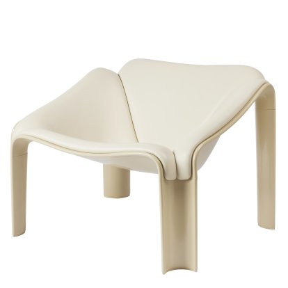 F300 Loungesessel, Pastellgrün, Glattleder creme