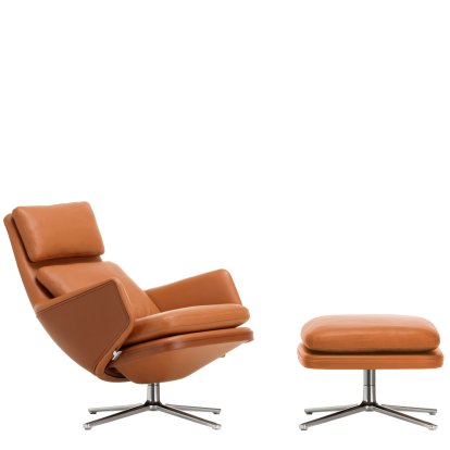 Grand Relax Loungesessel, Mit Ottoman, Leder Premium F, cognac, Poliert, 46,5 cm