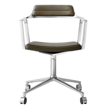 Swivel 452 Drehstuhl, Poliert, Rollfuß, Leder bosco grün