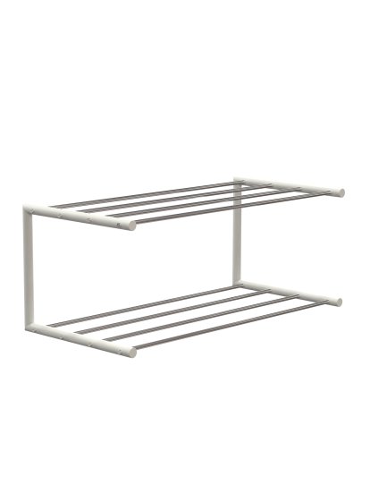 Nova Schuhablage, B 61,9 x T 30 cm, Edelstahl poliert / weiß matt