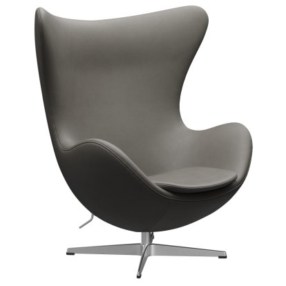 Egg Chair, Leder Essential, Lava, Satingebürstetes Aluminium, Ohne Fußhocker