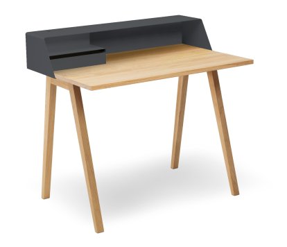 PS04 / PS05 Sekretär, B 100 x T 63 cm (PS04), Anthrazitgrau (RAL 7016), Eiche geölt, Mit Elektrobox