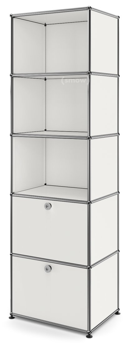 USM Haller Bücherregal 50, Mit 2 Klapptüren, Reinweiß RAL 9010